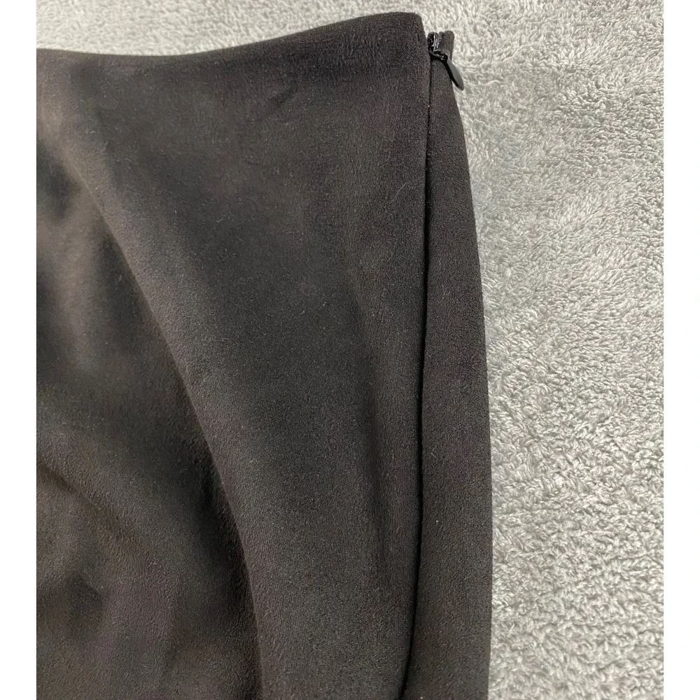 Free People Black Faux Suede Ruched Mini Skirt‎ Side Slit Size 2 OB1003429